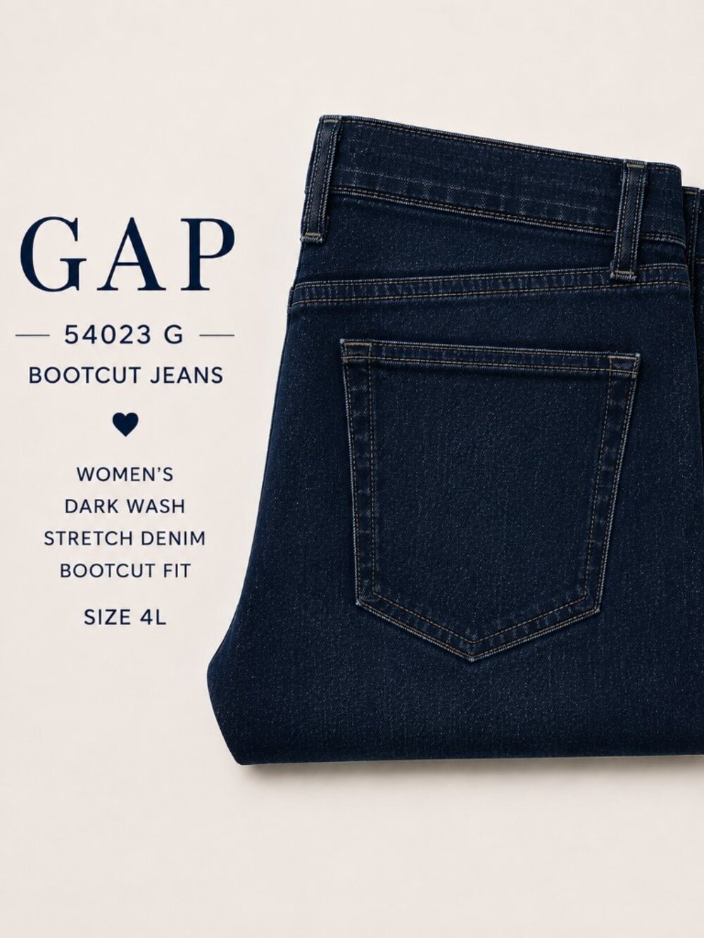 GAP Stretch Bootcut Jeans Women’s Dark Wash Style 54023 G Size 4L